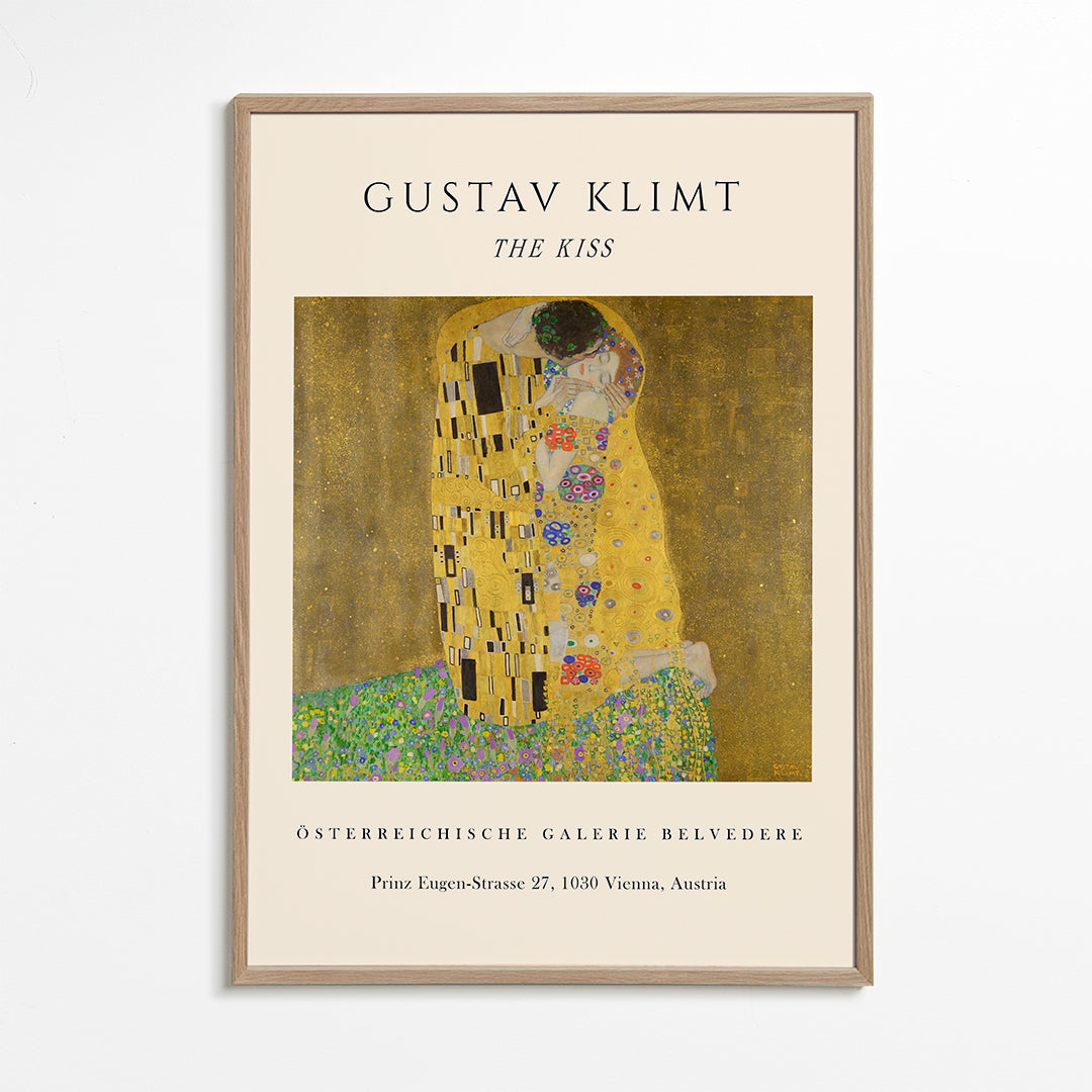 Wydruk vintage 'Pocałunek' Klimta w złocie