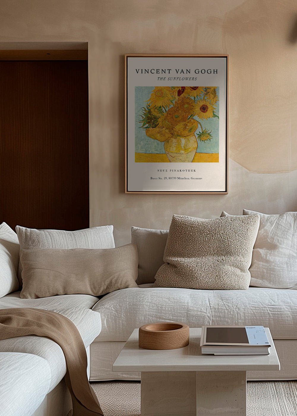 Plakat botaniczny: Słoneczniki w żółtym wazonie