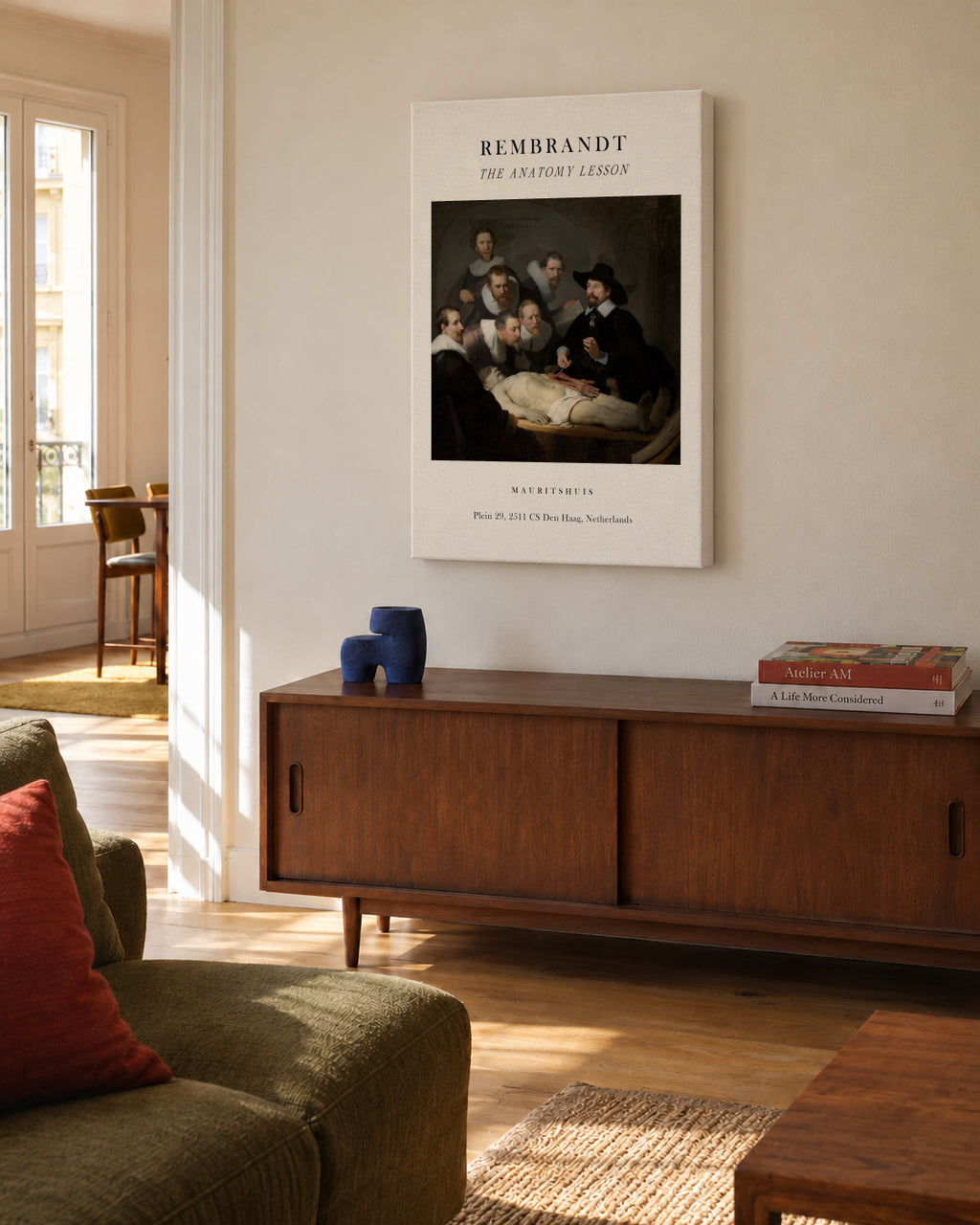 The Anatomy Lesson of Dr Nicolaes Tulp Exhibition - Rembrandt - Unframed canvas in an interior