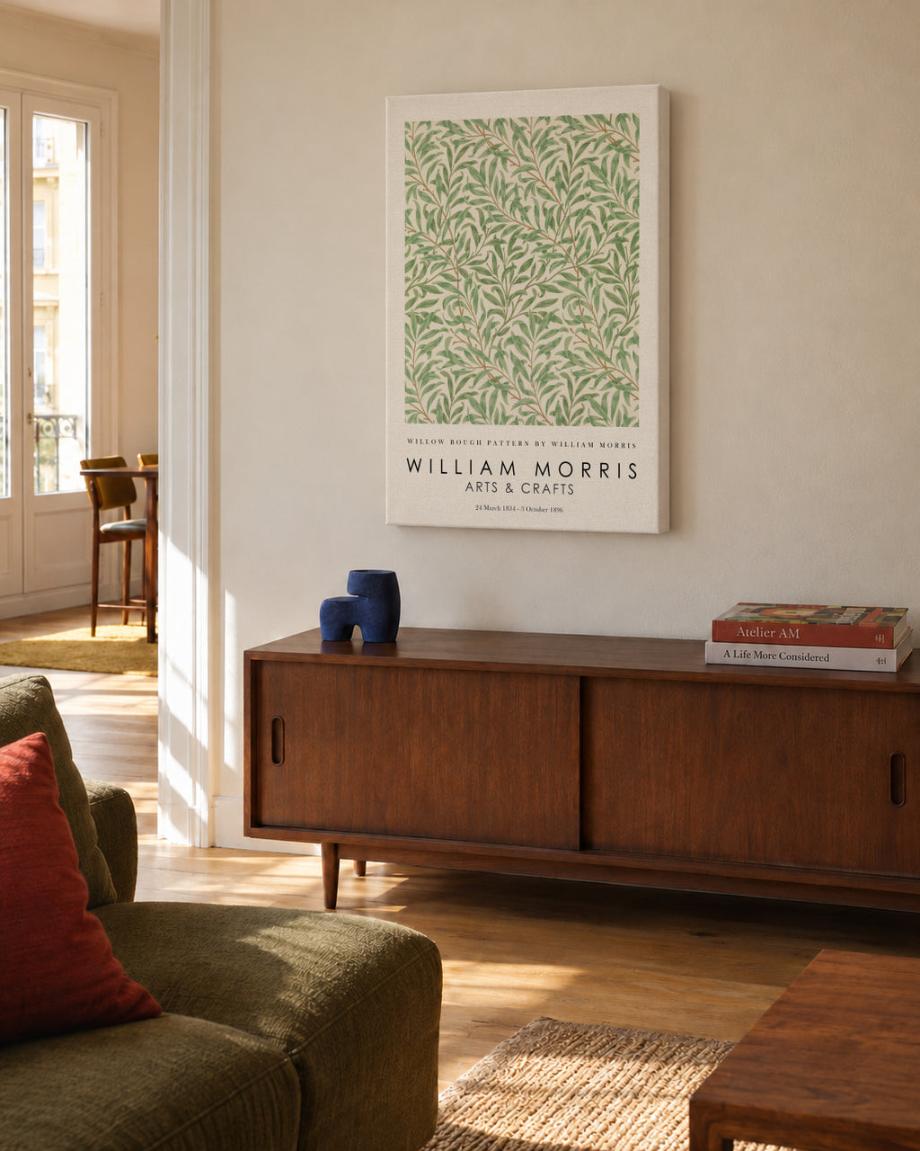 Willow Bough Pattern by William Morris Exhibition - Unframed canvas in an interior