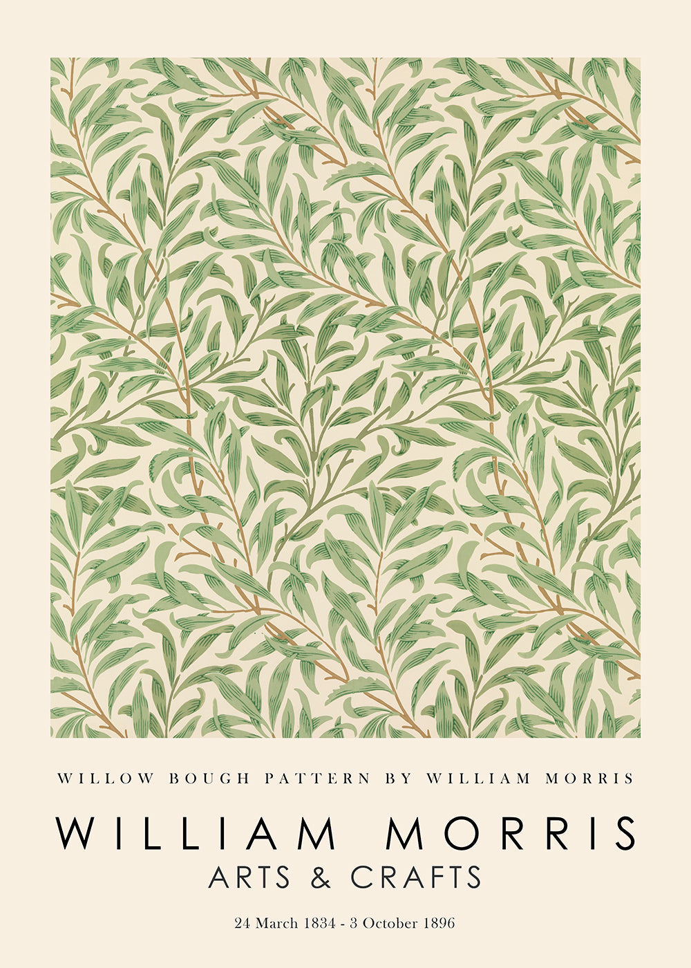 Plakat botaniczny Willow gałęzie w stylu Morrisa