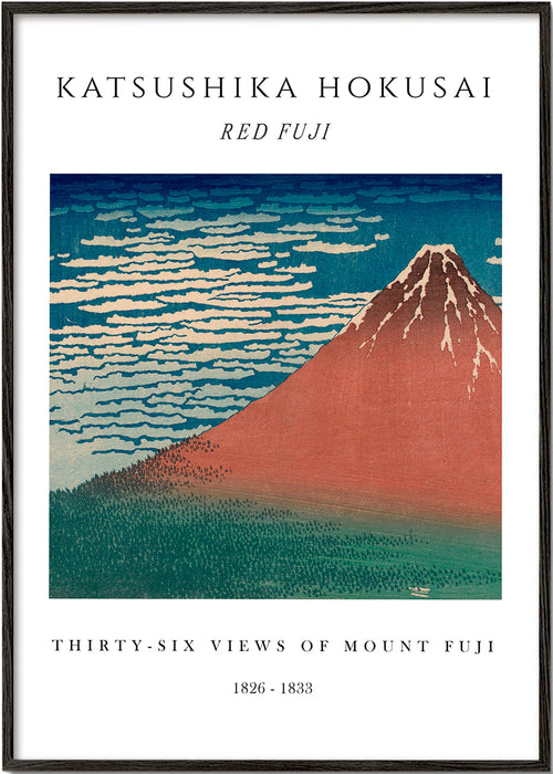 Obraz krajobrazowy Czerwony Mount Fuji w stylu japońskiej drzeworytu