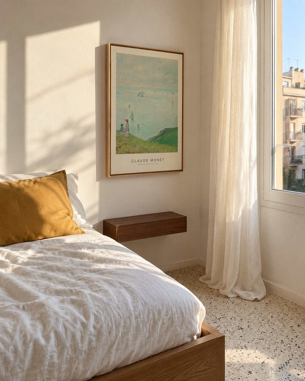 Cliffs at Pourville (Special Edition) - Claude Monet - Framed canvas in an interior