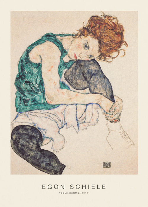 Vintage plakat: portret Adele Herms autorstwa Egona Schiele