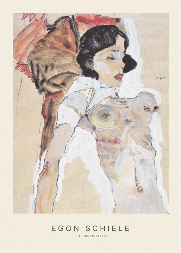 Wintage plakat: leżąca postać kobieca Egon Schiele