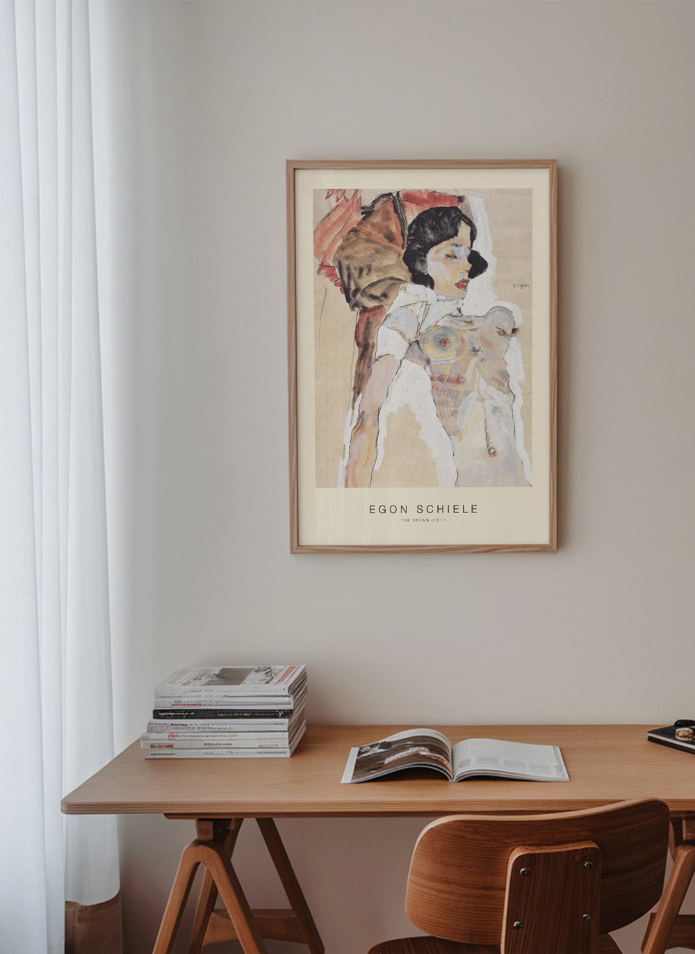 Wintage plakat: leżąca postać kobieca Egon Schiele