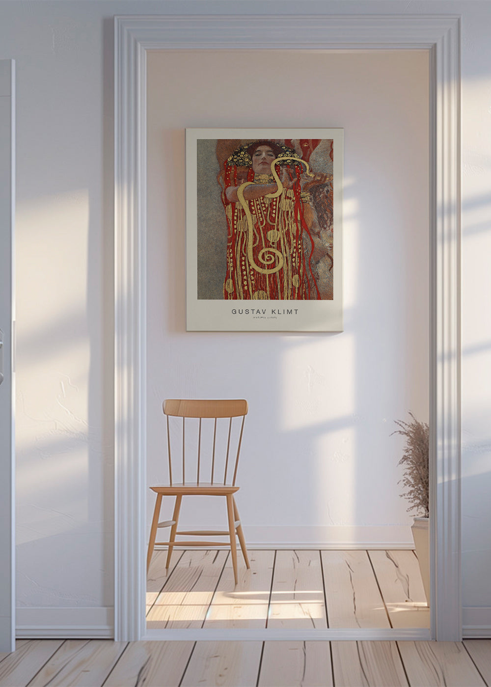 Sztuka vintage Hygieia Klimta w złocie i czerwieni