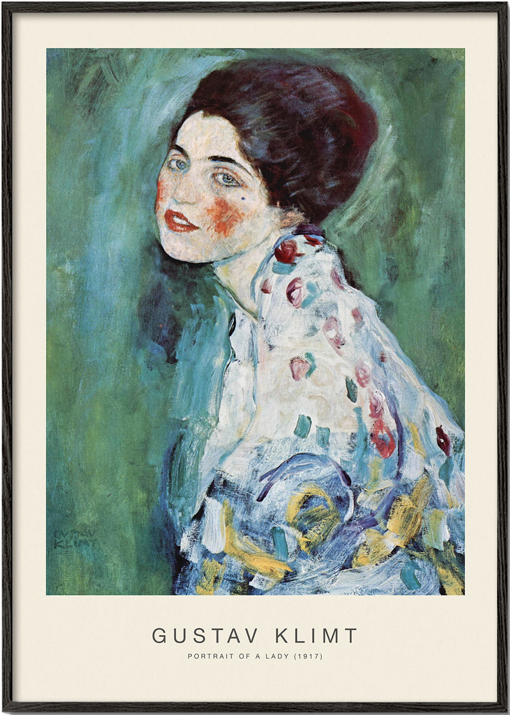 Wydruk vintage: portret kobiety na zielonym tle