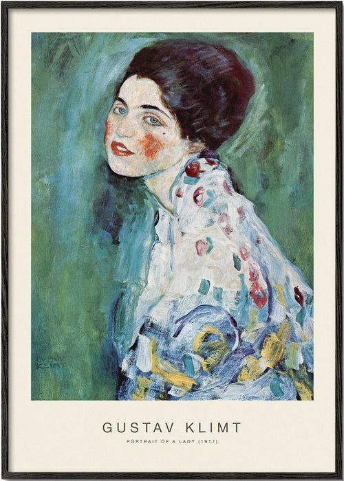 Wydruk vintage: portret kobiety na zielonym tle
