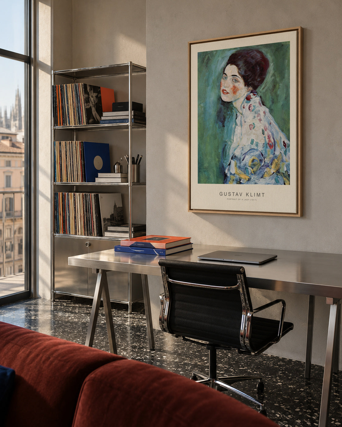 Portrait of a Lady (Special Edition) - Gustav Klimt - Framed canvas in an interior