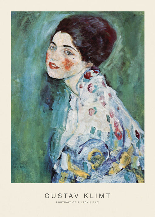 Wydruk vintage: portret kobiety na zielonym tle