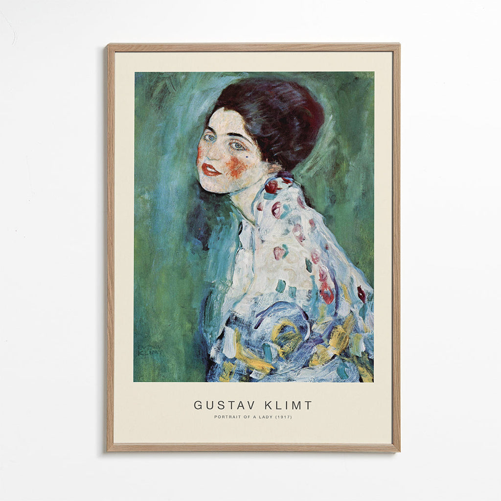 Wydruk vintage: portret kobiety na zielonym tle