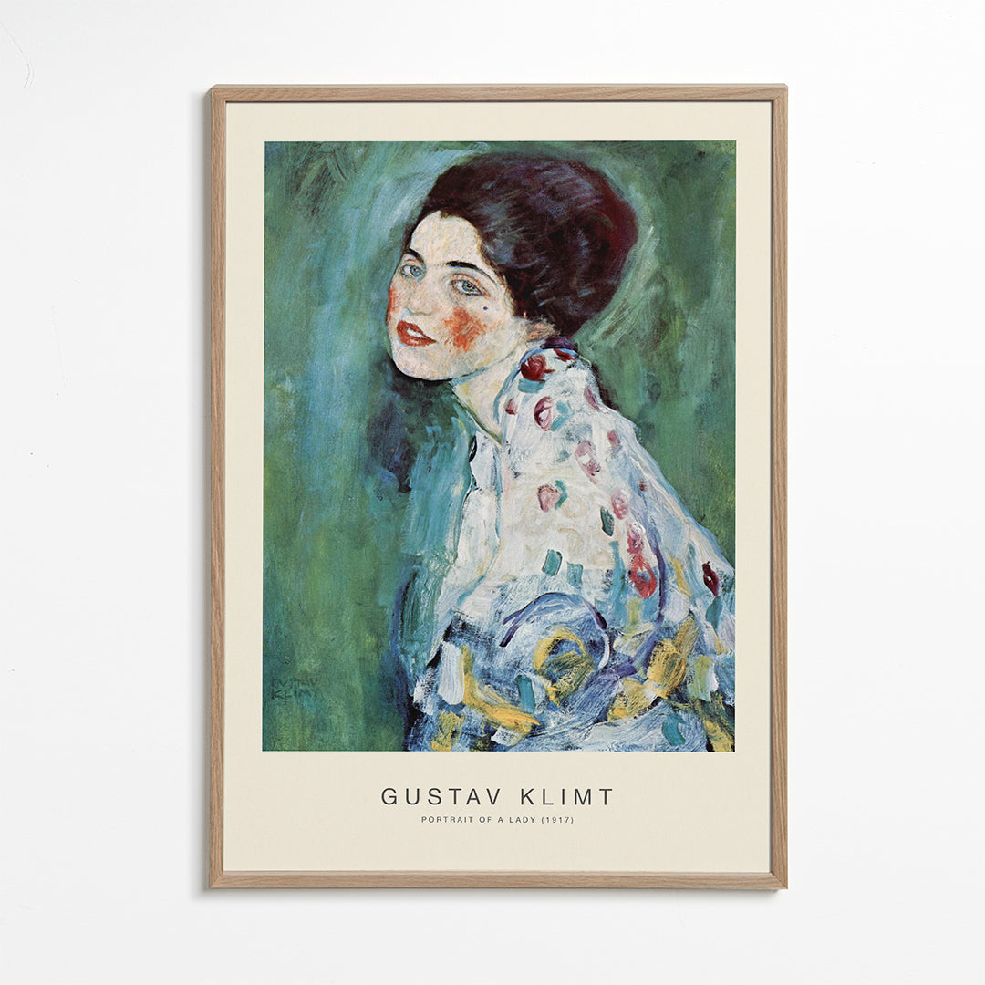 Wydruk vintage: portret kobiety na zielonym tle