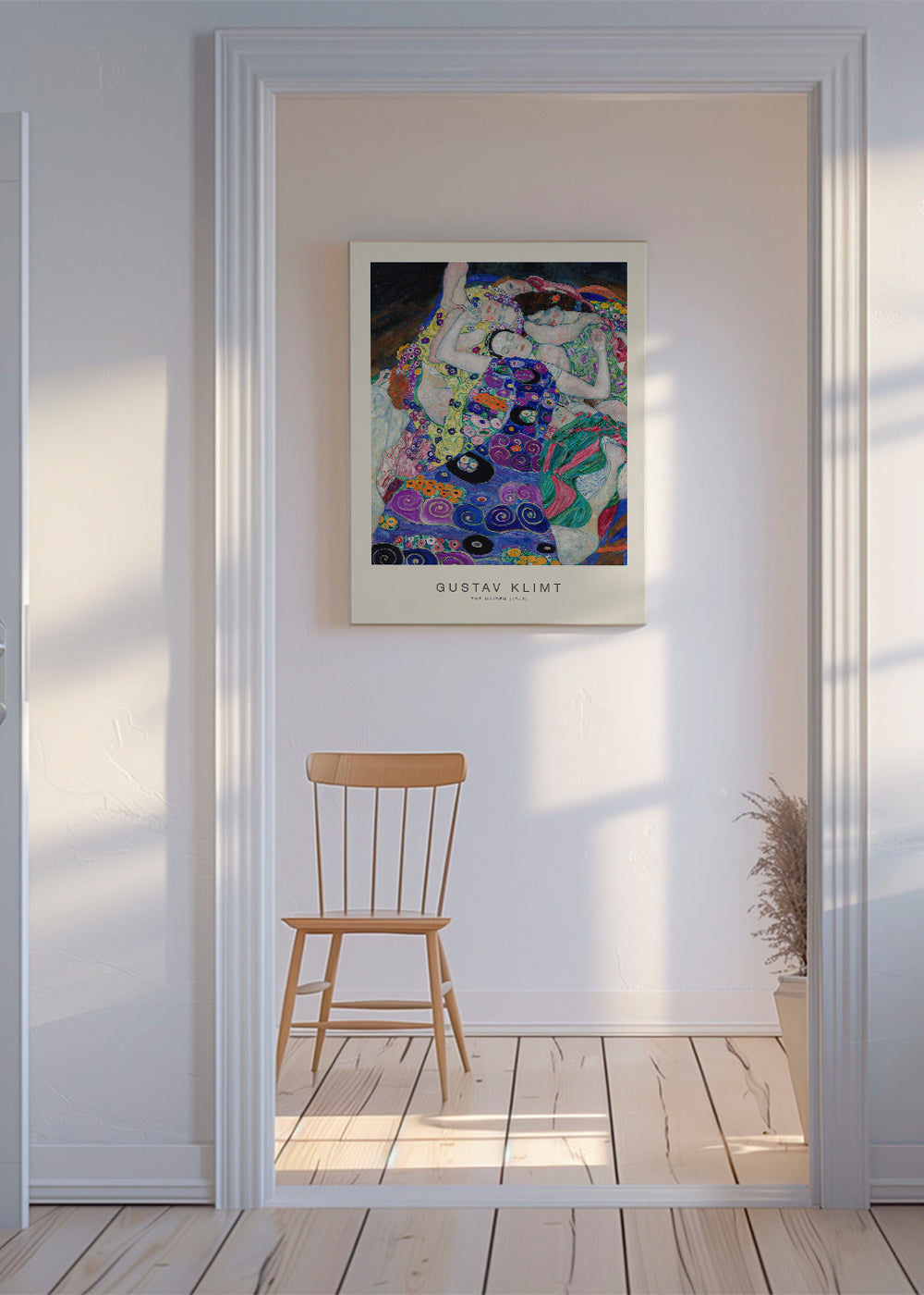 Wydruk vintage z ornamentycznymi postaciami inspirowany Klimtem