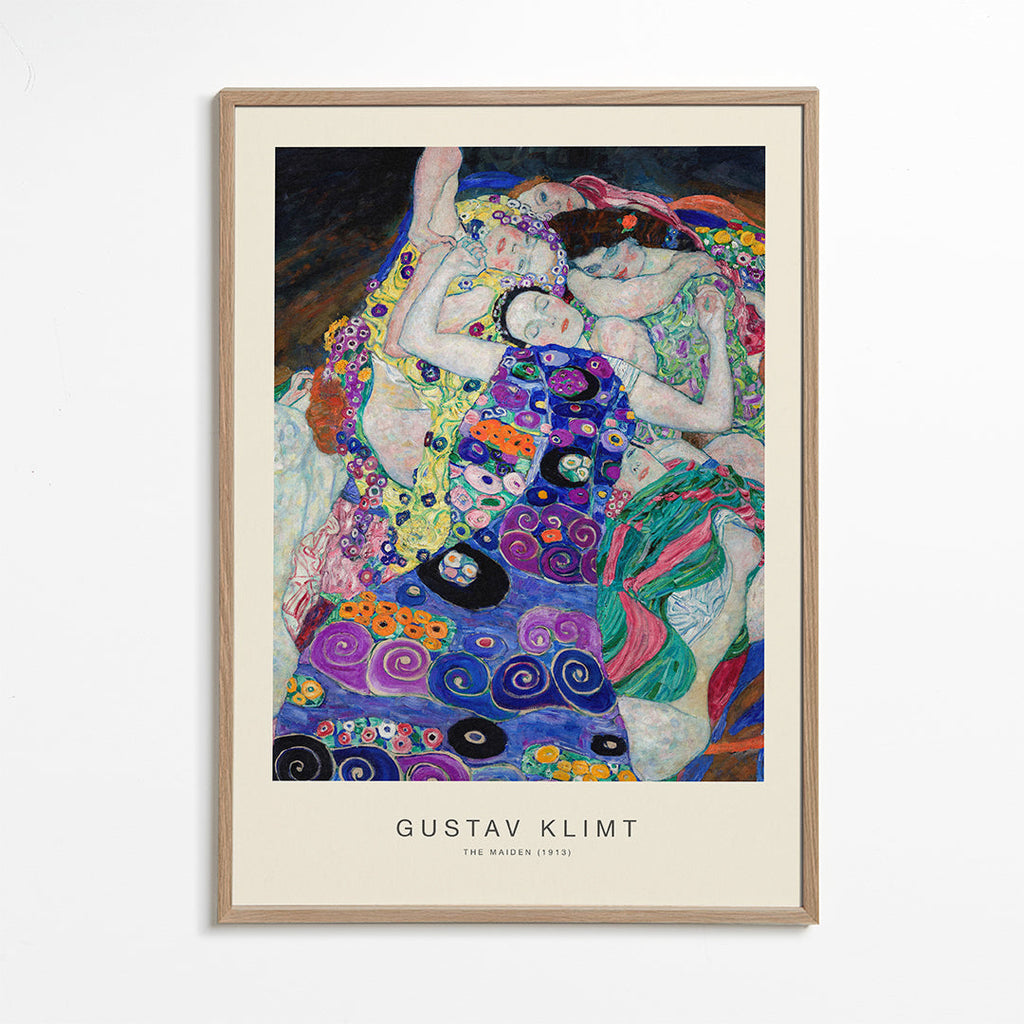 Wydruk vintage z ornamentycznymi postaciami inspirowany Klimtem