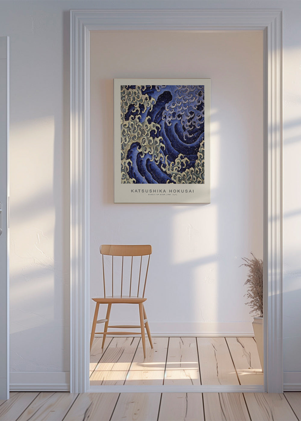 Ilustracja fali Hokusai w niebieskim