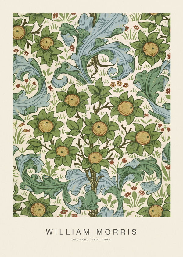 Plakat botaniczny William Morris wzór kwiatowy