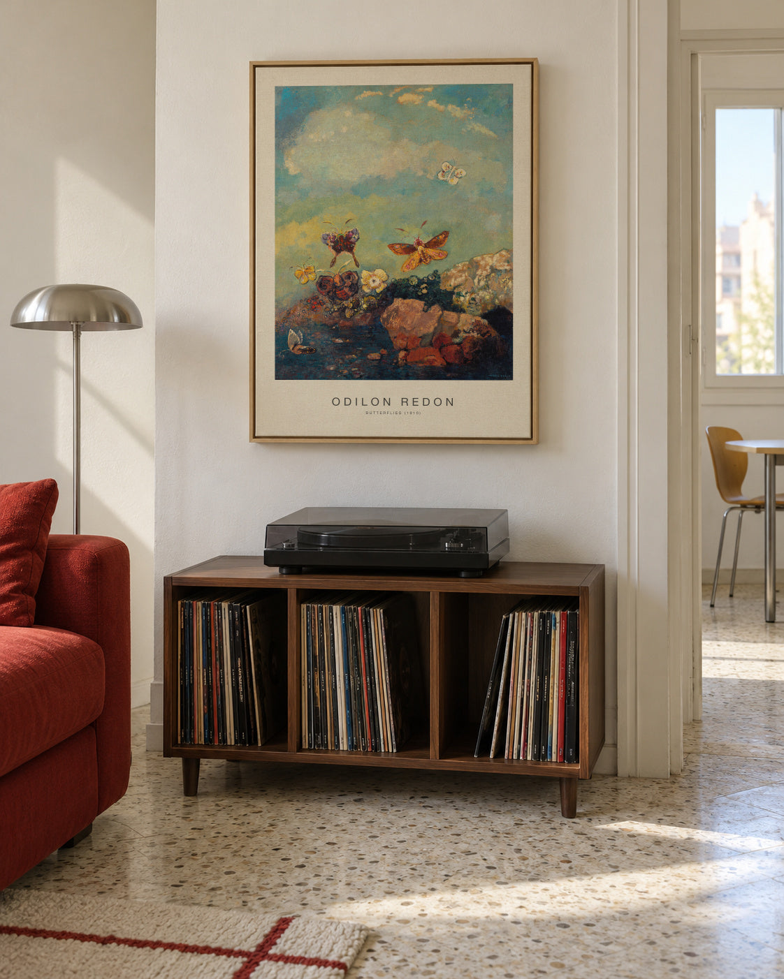 Butterflies (Special Edition) - Odilon Redon - Framed canvas in an interior