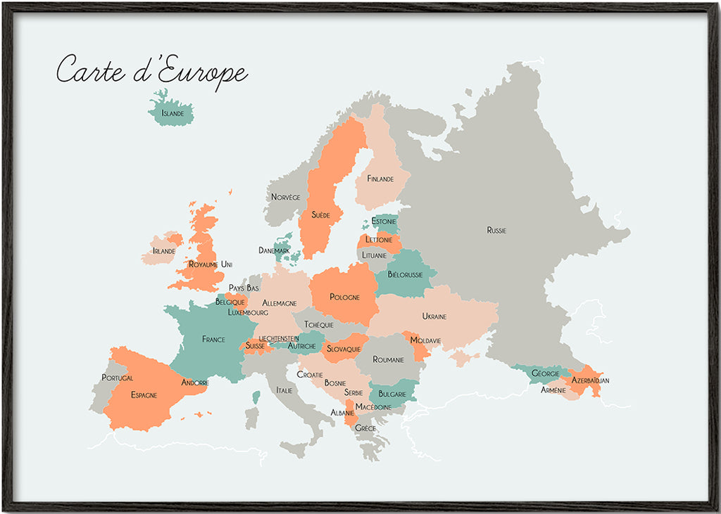 Sztuka do kuchni Mapa Europy w pastelach