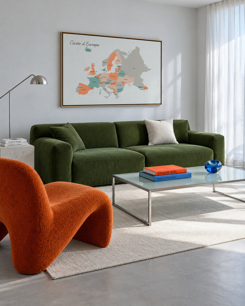 Carte d’Europe (french) - Framed canvas in an interior