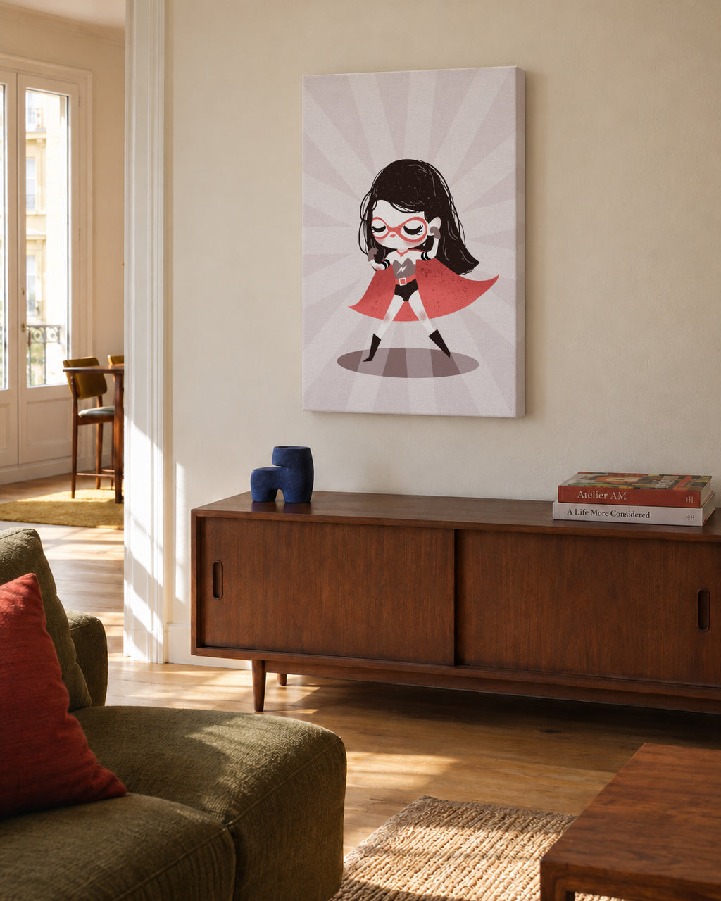 Super Hero Girl - Unframed canvas in an interior