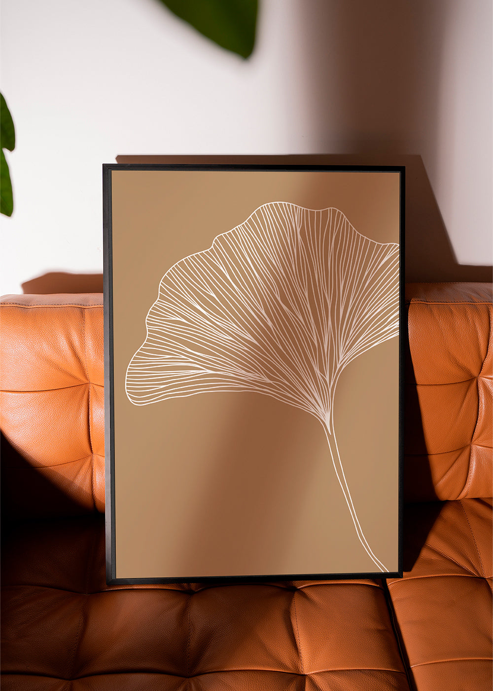 Plakat botaniczny z liściem miłorzębu