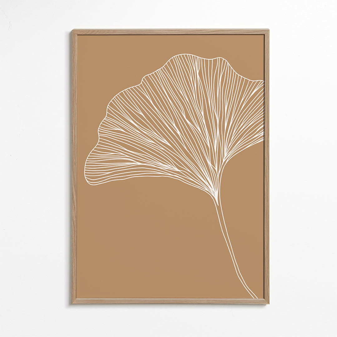Plakat botaniczny z liściem miłorzębu