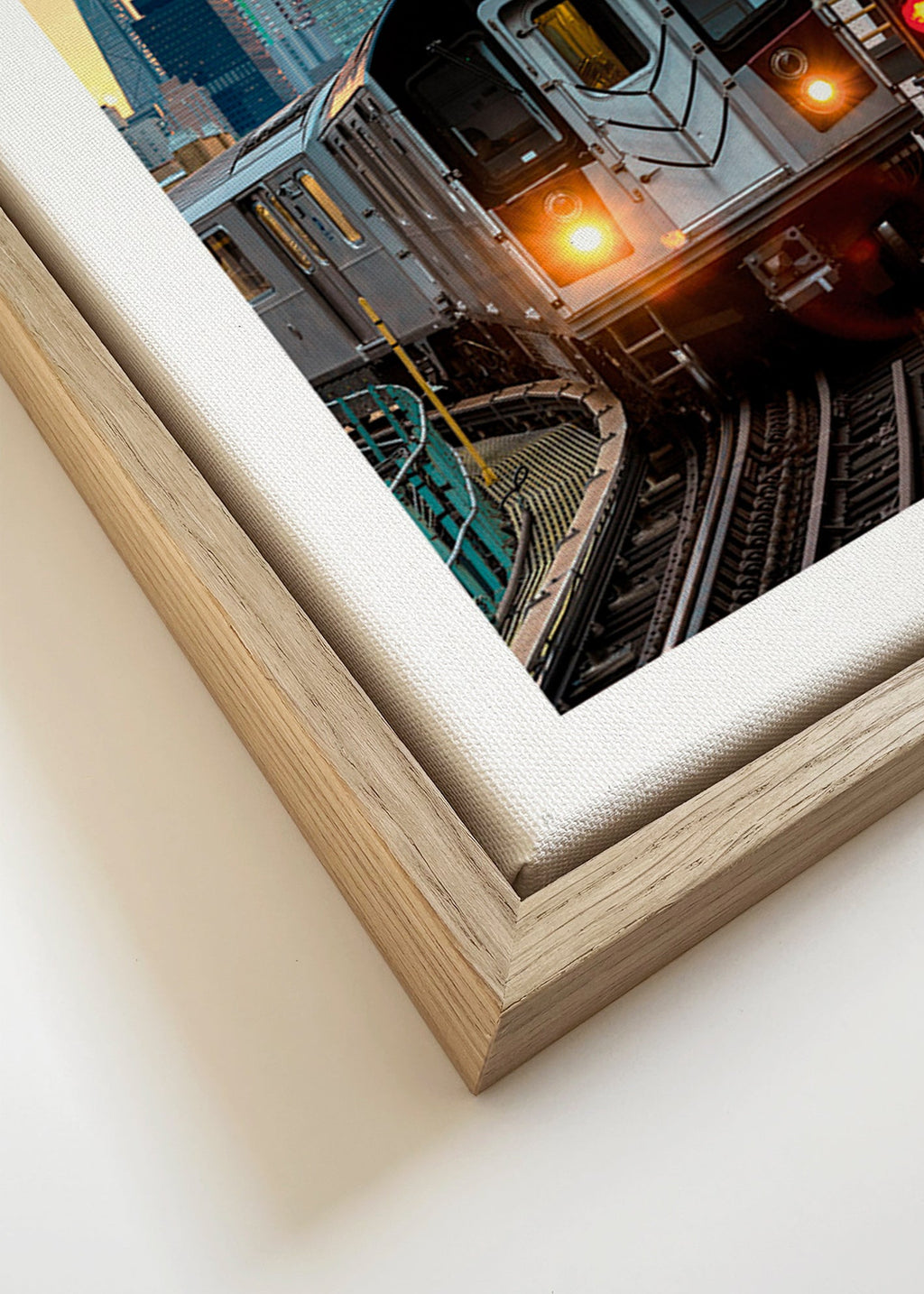 Plakat podróżniczy: Metro 7 o zachodzie słońca – Canvas detail