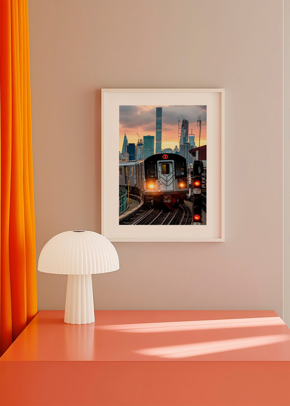 Plakat podróżniczy: Metro 7 o zachodzie słońca – Product3