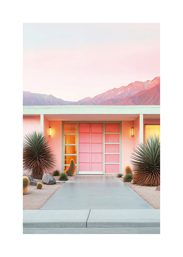 Plakat botaniczny Palm Springs różowy