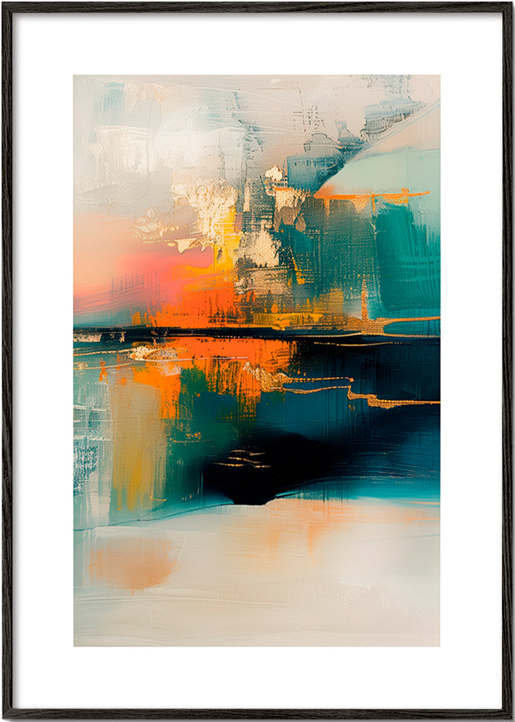 Obraz abstrakcyjny z wodnymi refleksami – Black Frame