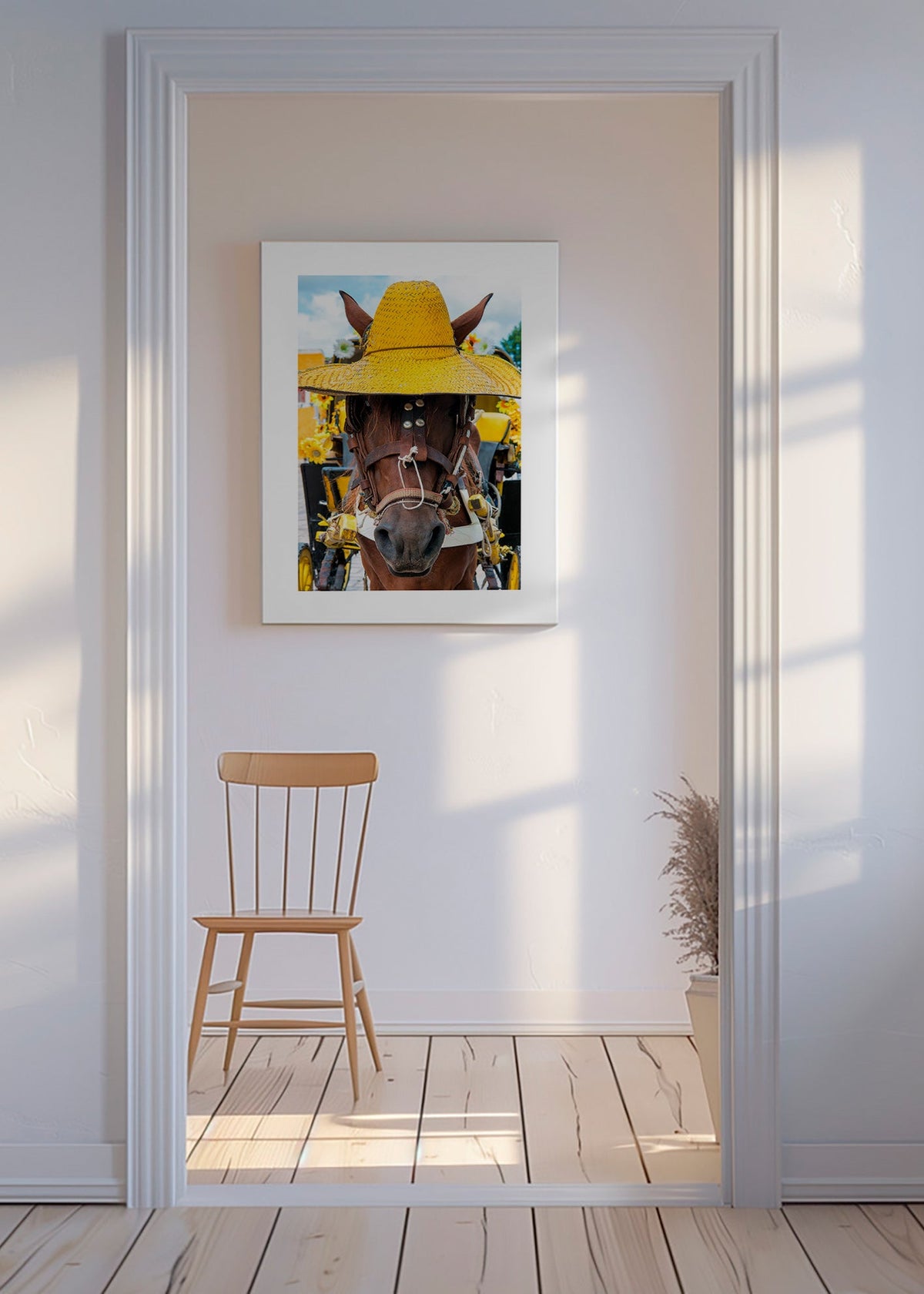 Portret konia w żółtym kapeluszu – Canvas