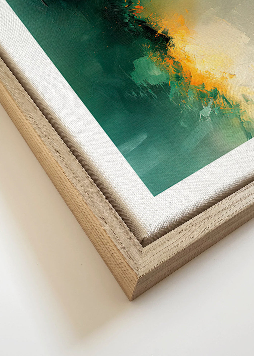 Obraz abstrakcyjny zielono-złoty - Zmierzch – Canvas detail