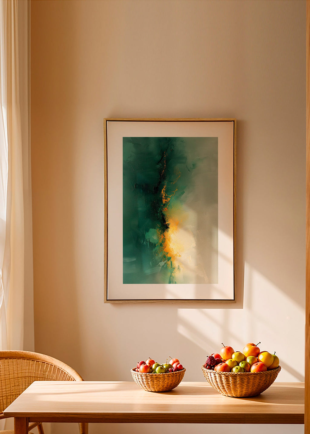 Obraz abstrakcyjny zielono-złoty - Zmierzch – Canvas1