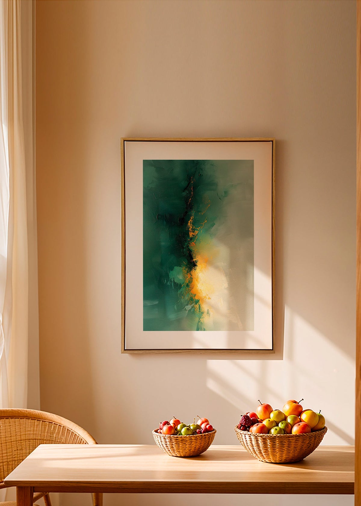Obraz abstrakcyjny zielono-złoty - Zmierzch – Canvas1