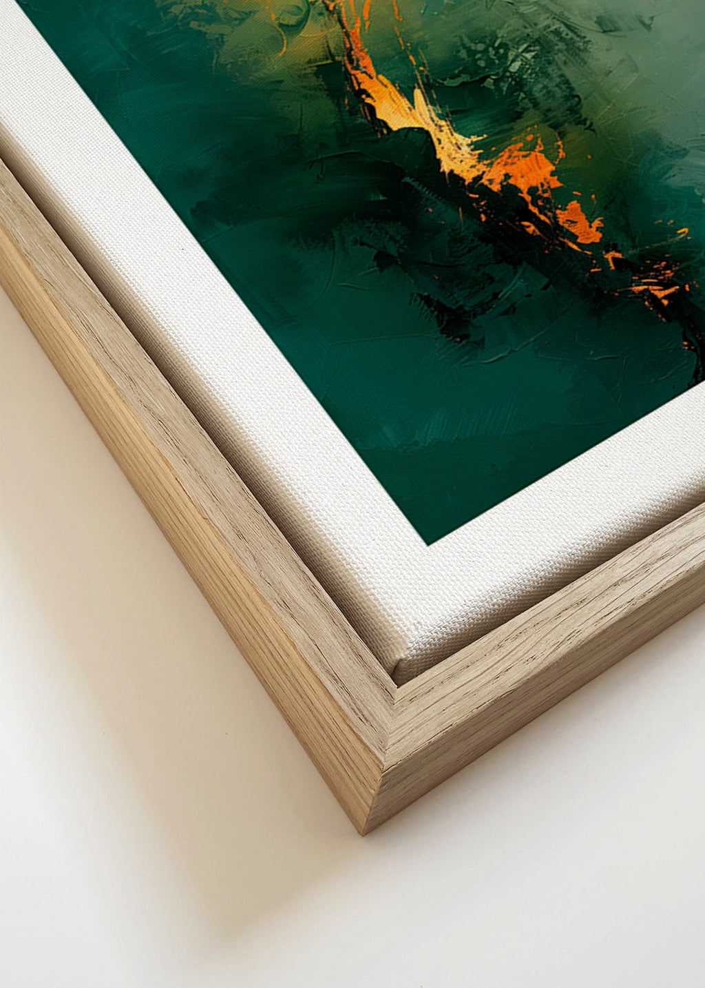 Obraz abstrakcyjny z pionowymi zielonymi smugami – Canvas detail