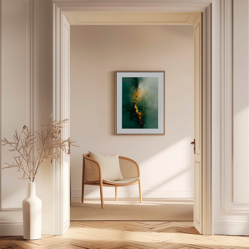 Obraz abstrakcyjny z pionowymi zielonymi smugami – Canvas2