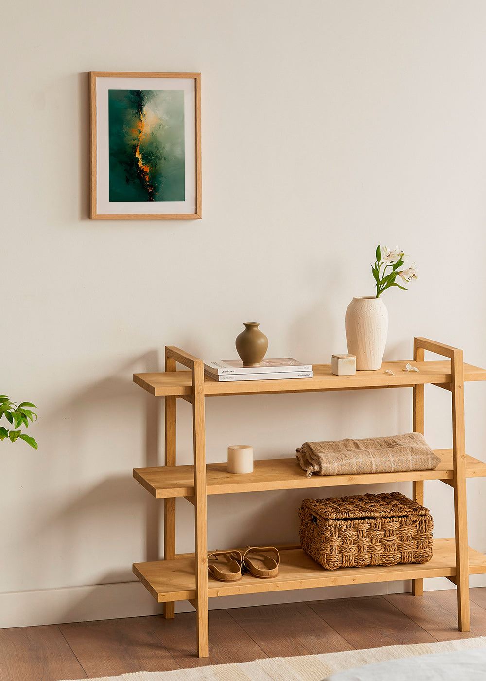 Obraz abstrakcyjny z pionowymi zielonymi smugami – Product3