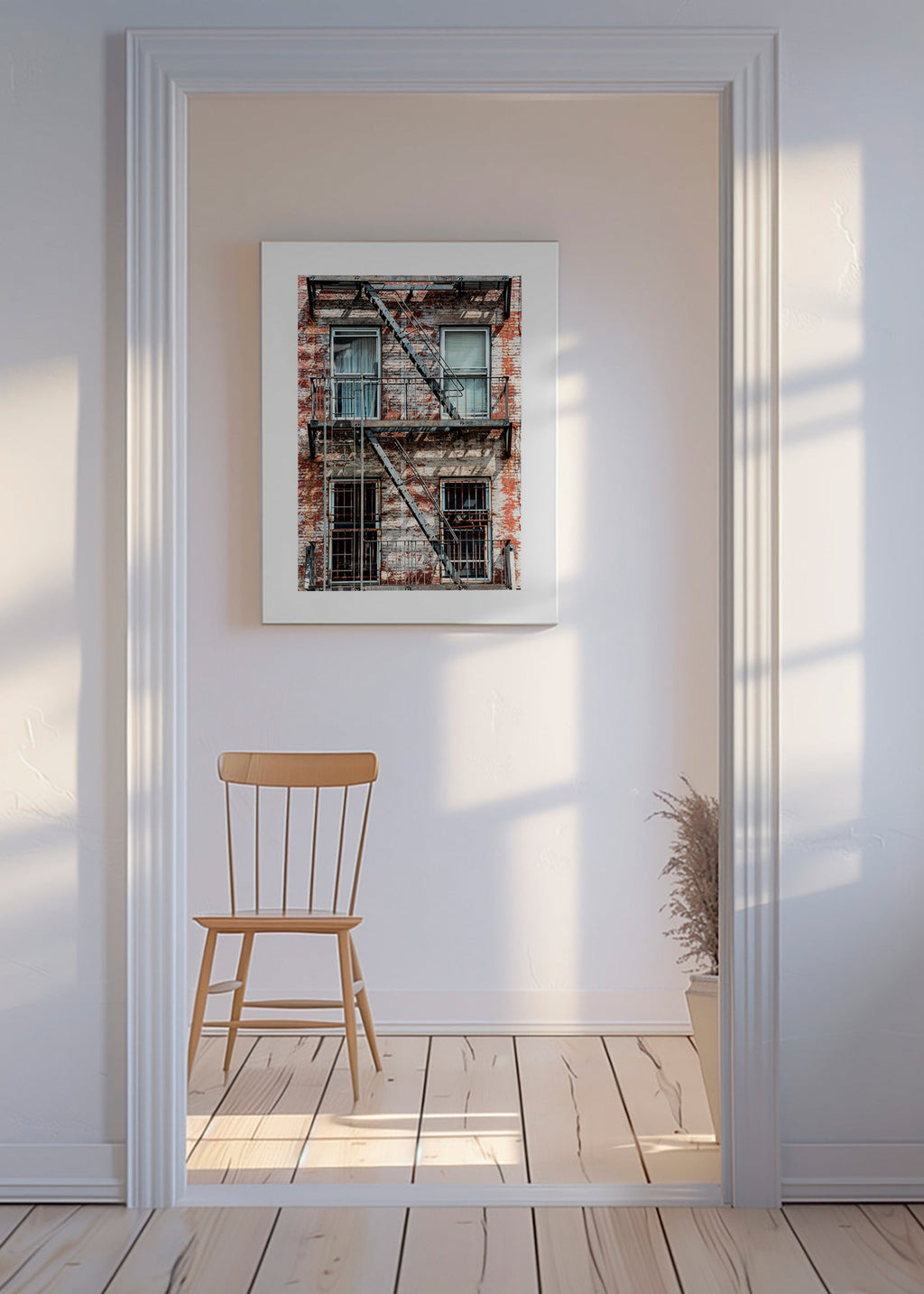 Fotografia elewacji ze schodami ewakuacyjnymi – Canvas