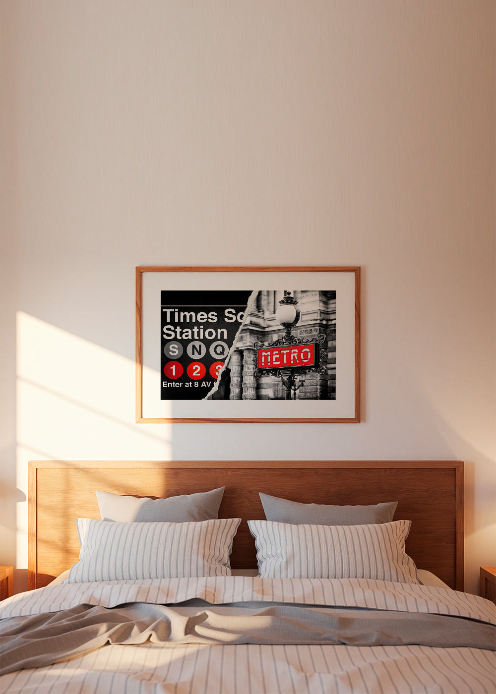 Plakat miast z czerwonym szyldem Metro – Product1