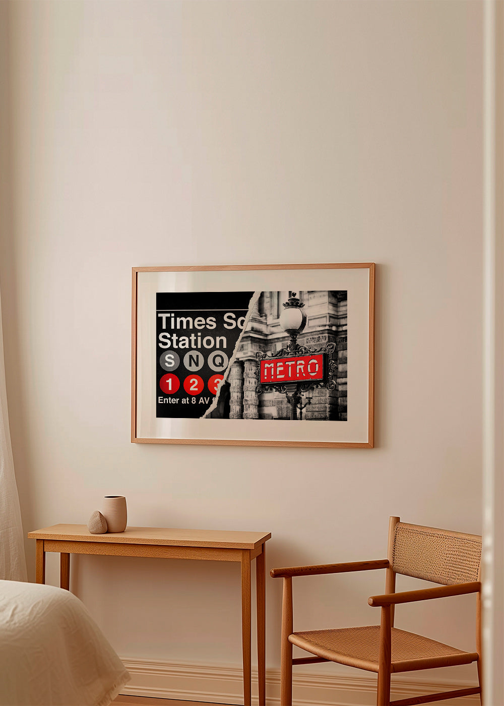 Plakat miast z czerwonym szyldem Metro – Product3
