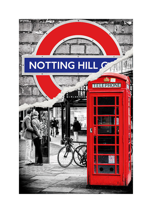 Sztuka do miasta z czerwoną budką telefoniczną Notting Hill