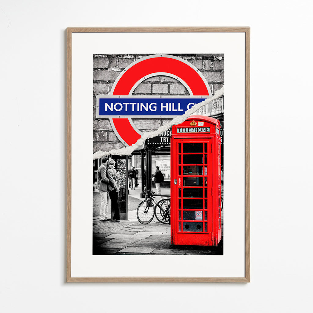 Sztuka do miasta z czerwoną budką telefoniczną Notting Hill – Oak Frame