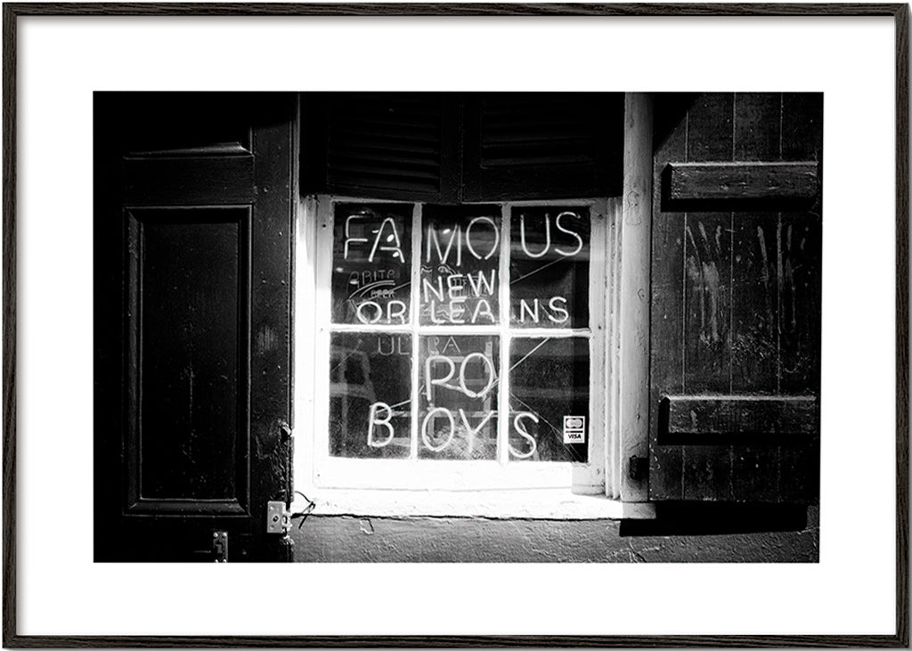 Sztuka do kuchni: szyld New Orleans w czerni i bieli – Black Frame