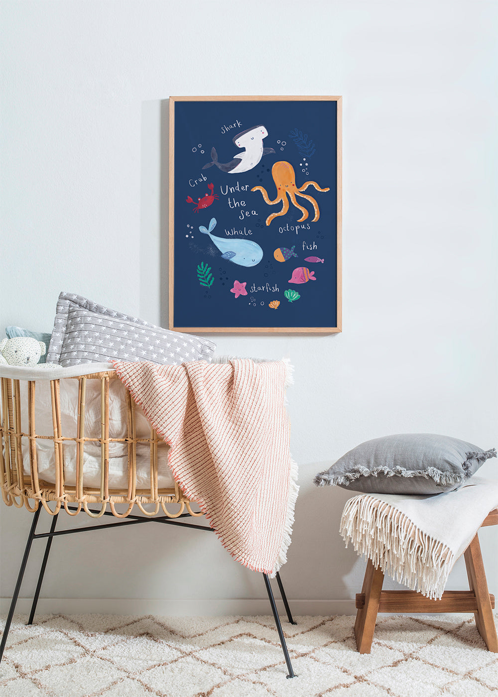 Plakat dla dzieci: ośmiornica pod morzem