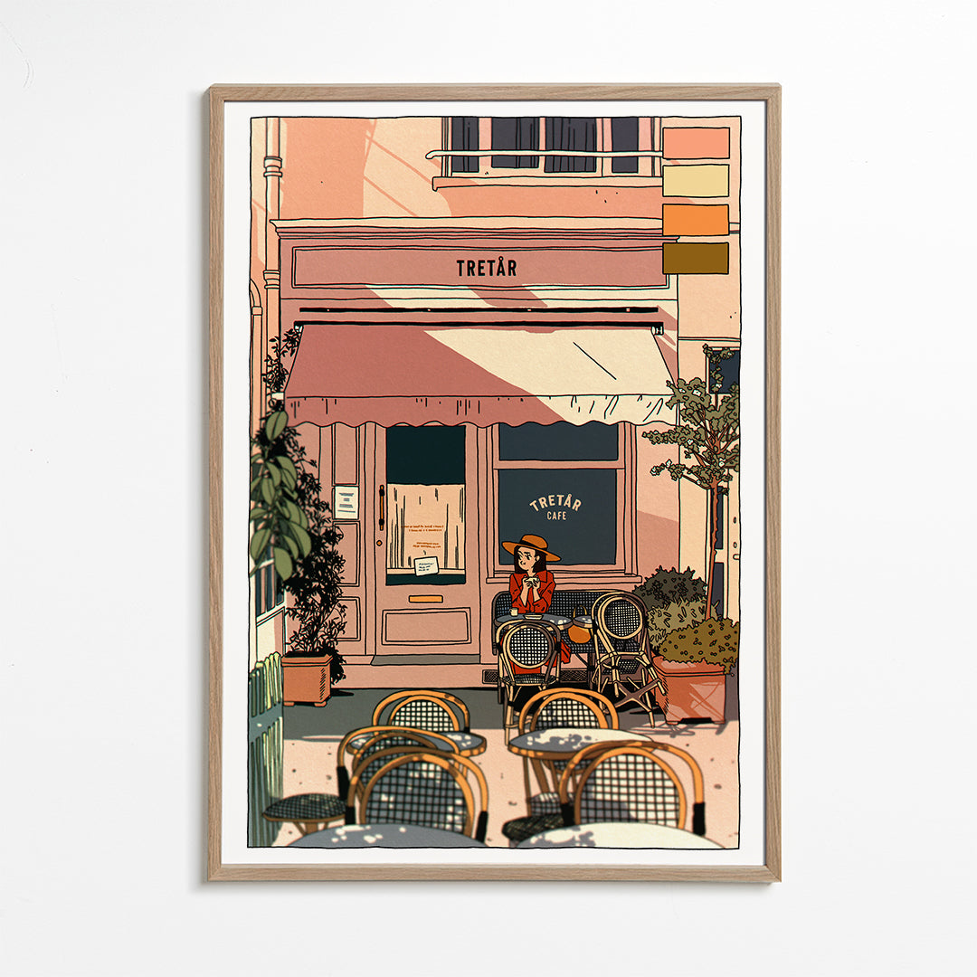 Sztuka do kuchni z tarasem bistro i krzesłami