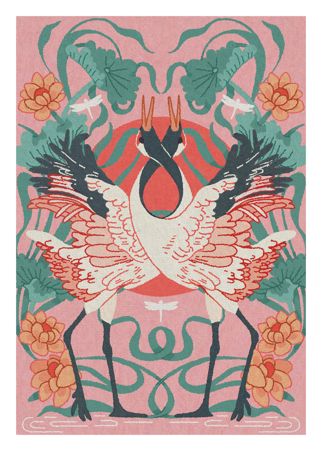 Dancing Cranes - Unframed art print