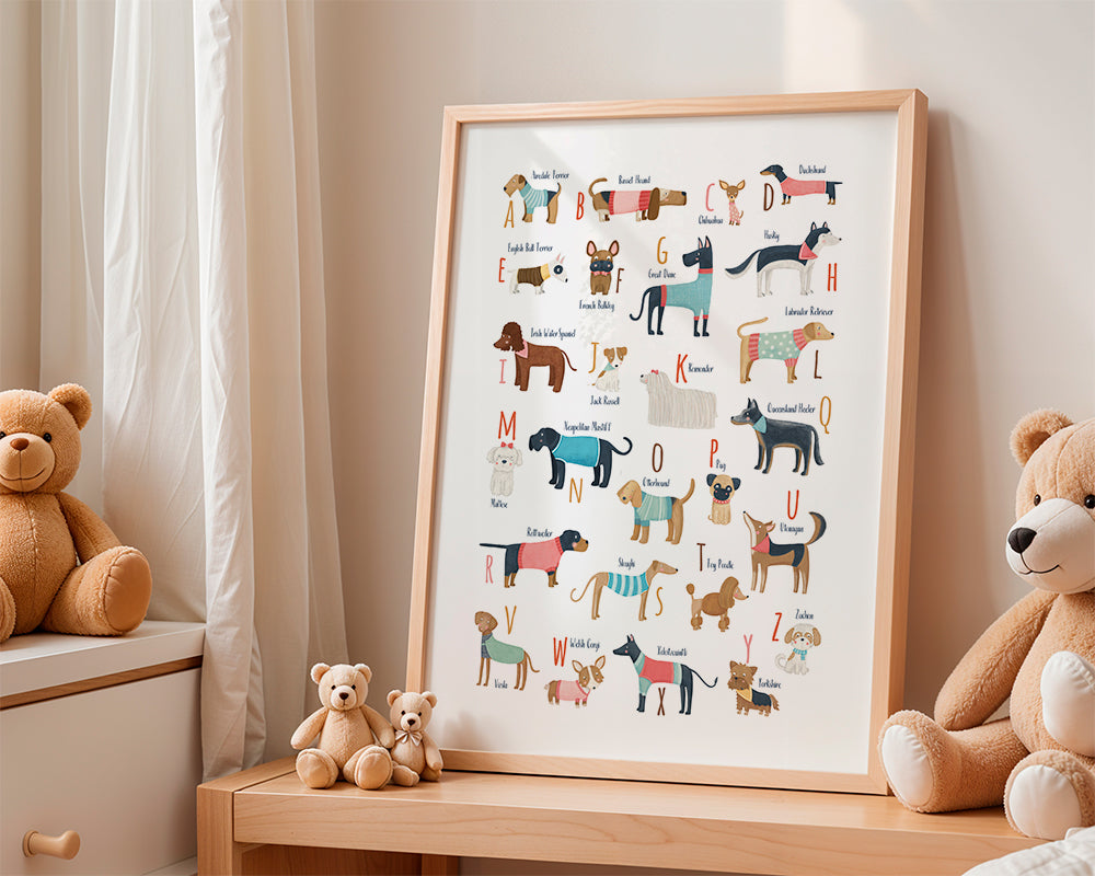 Ilustracja alfabet psów