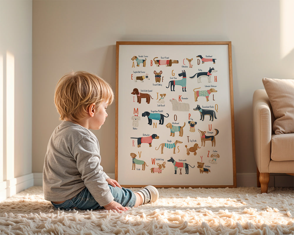 Ilustracja alfabet psów