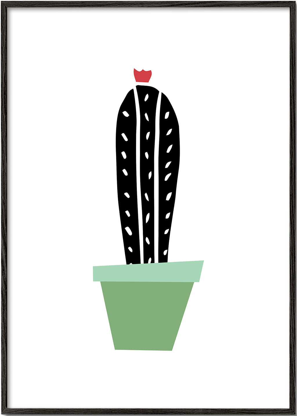 Plakat botaniczny: minimalny kaktus w doniczce
